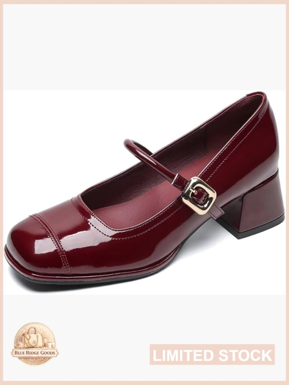 Chunky Low Block Heel Dress Pumps Mary Janes Comfortable Closed Toe Work Heels